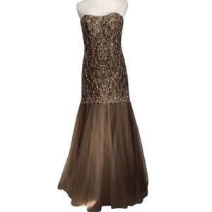 MON CHERI STRAPLESS TRUMPET PROM/ EVENING‎ GOWN/ WEDDING DRESS SIZE 6
